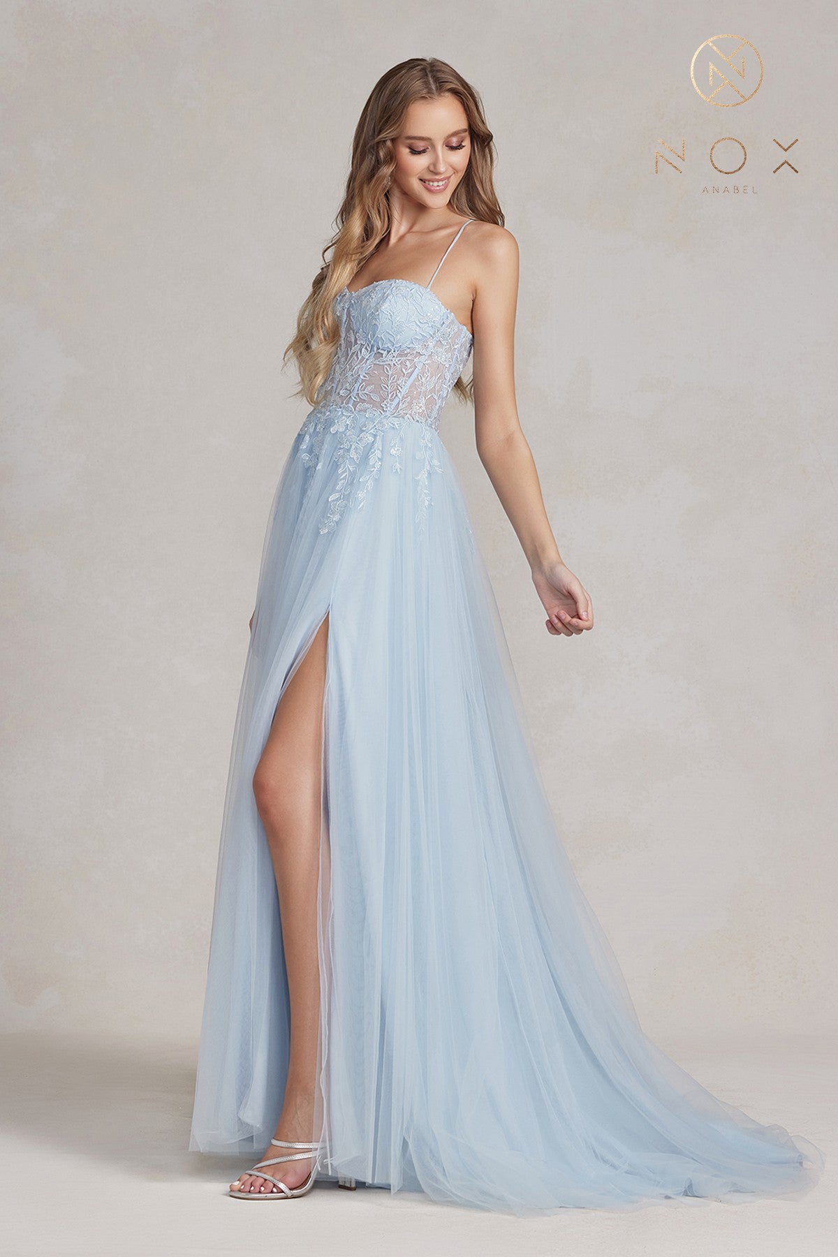 NA25-J1089 FLORAL LACE CORSET TULLE SKIRT DRESS