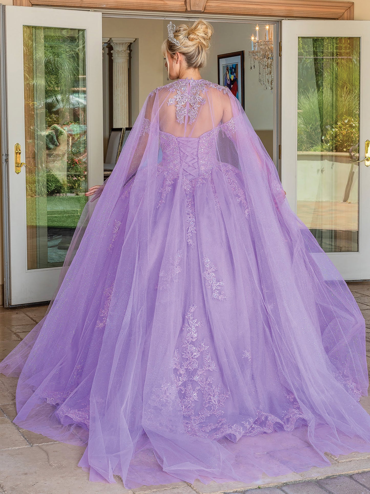 DQ25-1691 EMBROIDERED ILLUSION NECKLINE BALLGOWN
