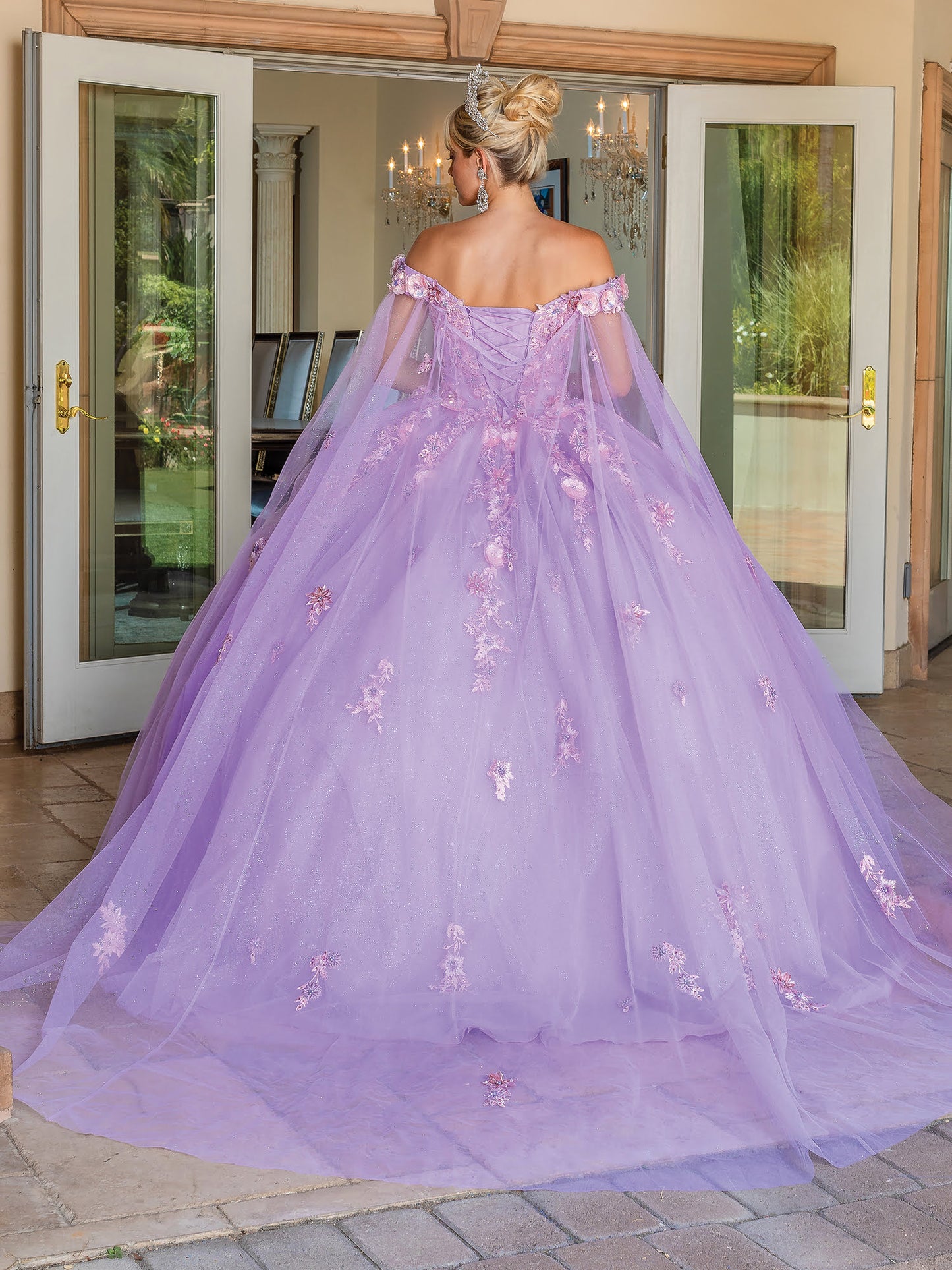 DQ25-1714 GLITTERING TULLE PRINCESS GOWN WITH OFF-THE-SHOULDER NECKLINE