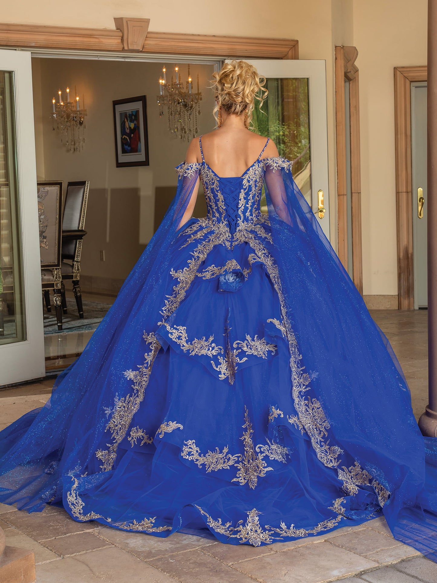 DQ25-1768 EMBROIDERED OFF-THE-SHOULDER BALL GOWN WITH CRYSTAL ACCENTSV