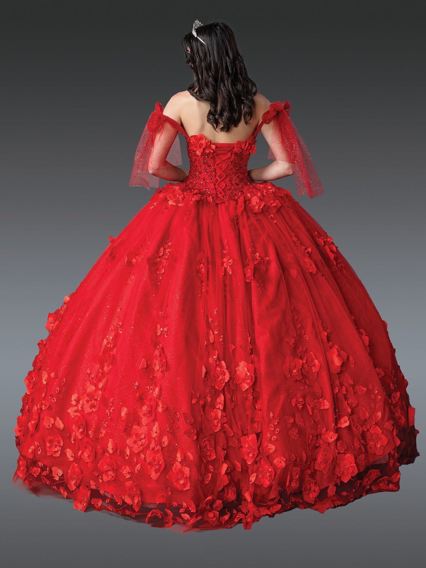 DQ25-1792 OFF-THE-SHOULDER BALL GOWN WITH CORSET BODICE