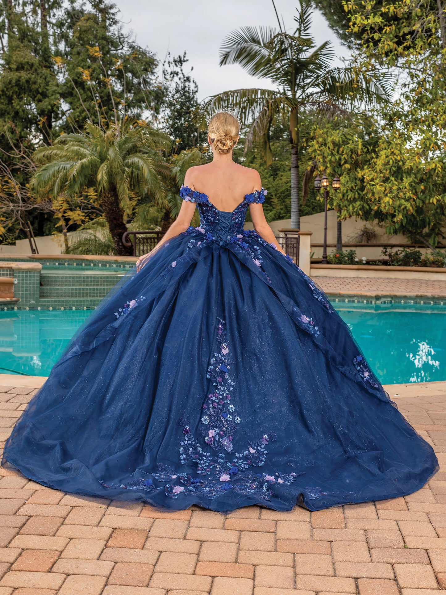 DQ25-1832 EMBROIDERED TULLE OFF-THE-SHOULDER BALL GOWN