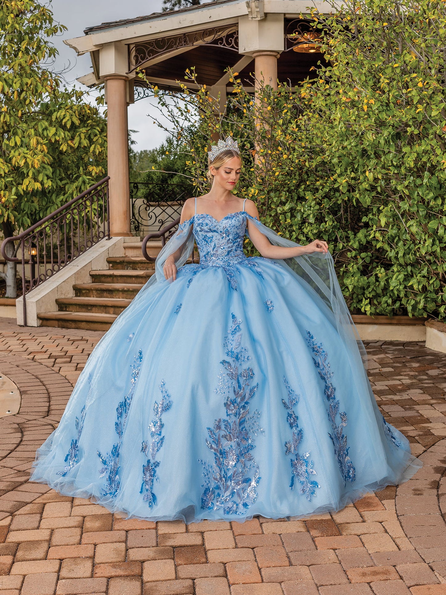 DQ25-1865 SPAGHETTI STRAP BALLGOWN WITH BEADED LACE
