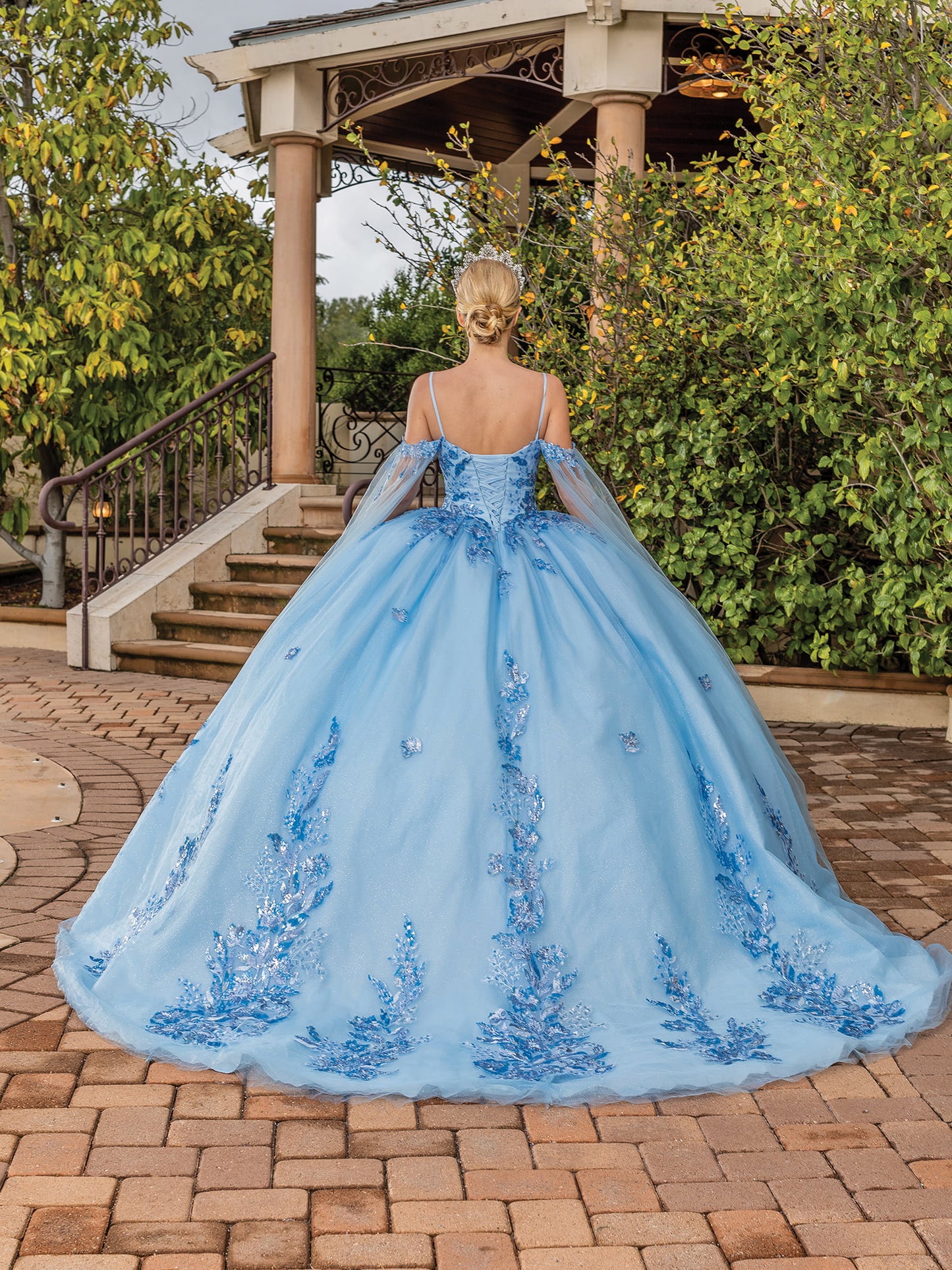 DQ25-1865 SPAGHETTI STRAP BALLGOWN WITH BEADED LACE