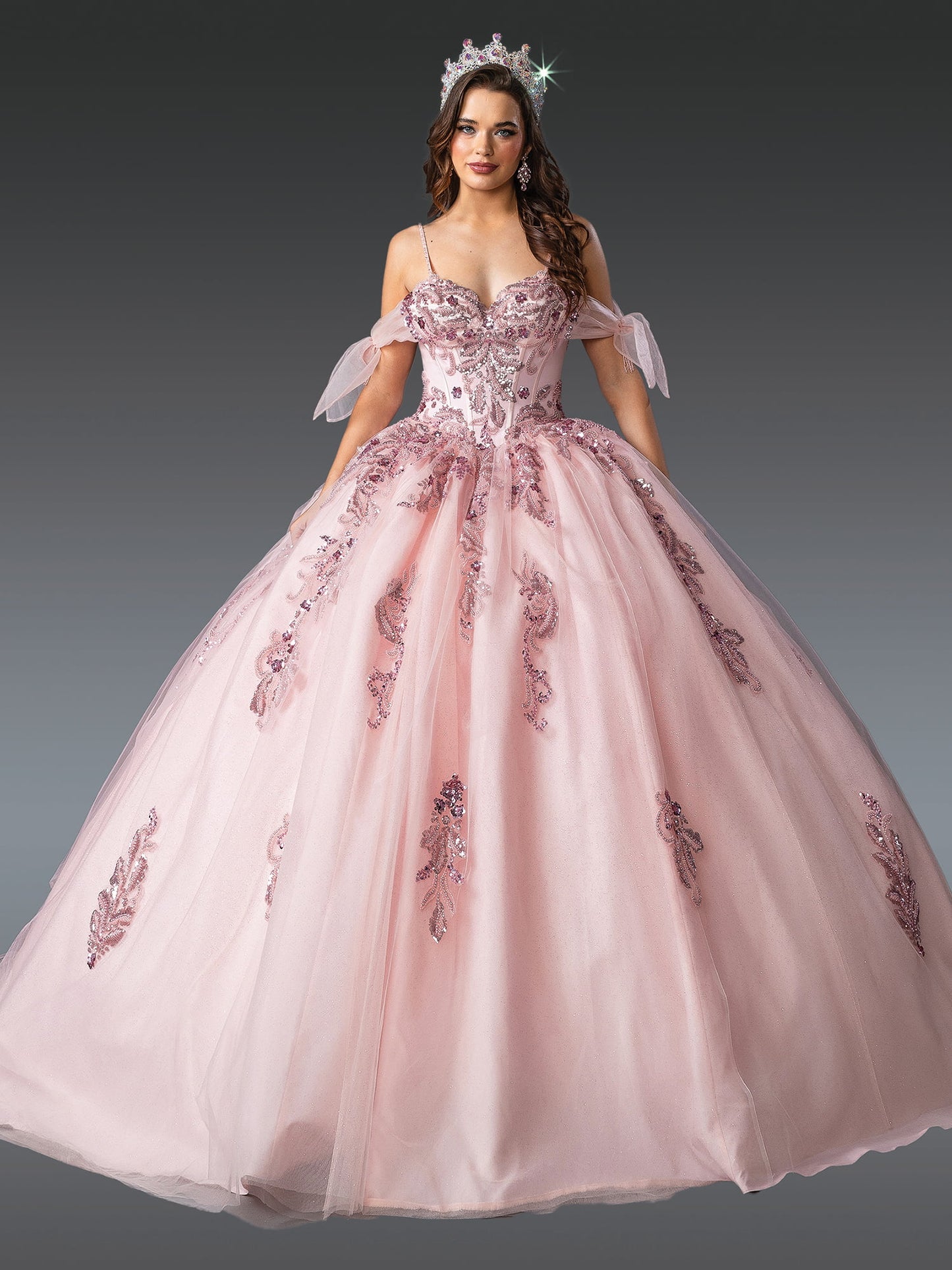 DQ25-1902 SPAGHETTI STRAP BALLGOWN WITH BEADED BODICE