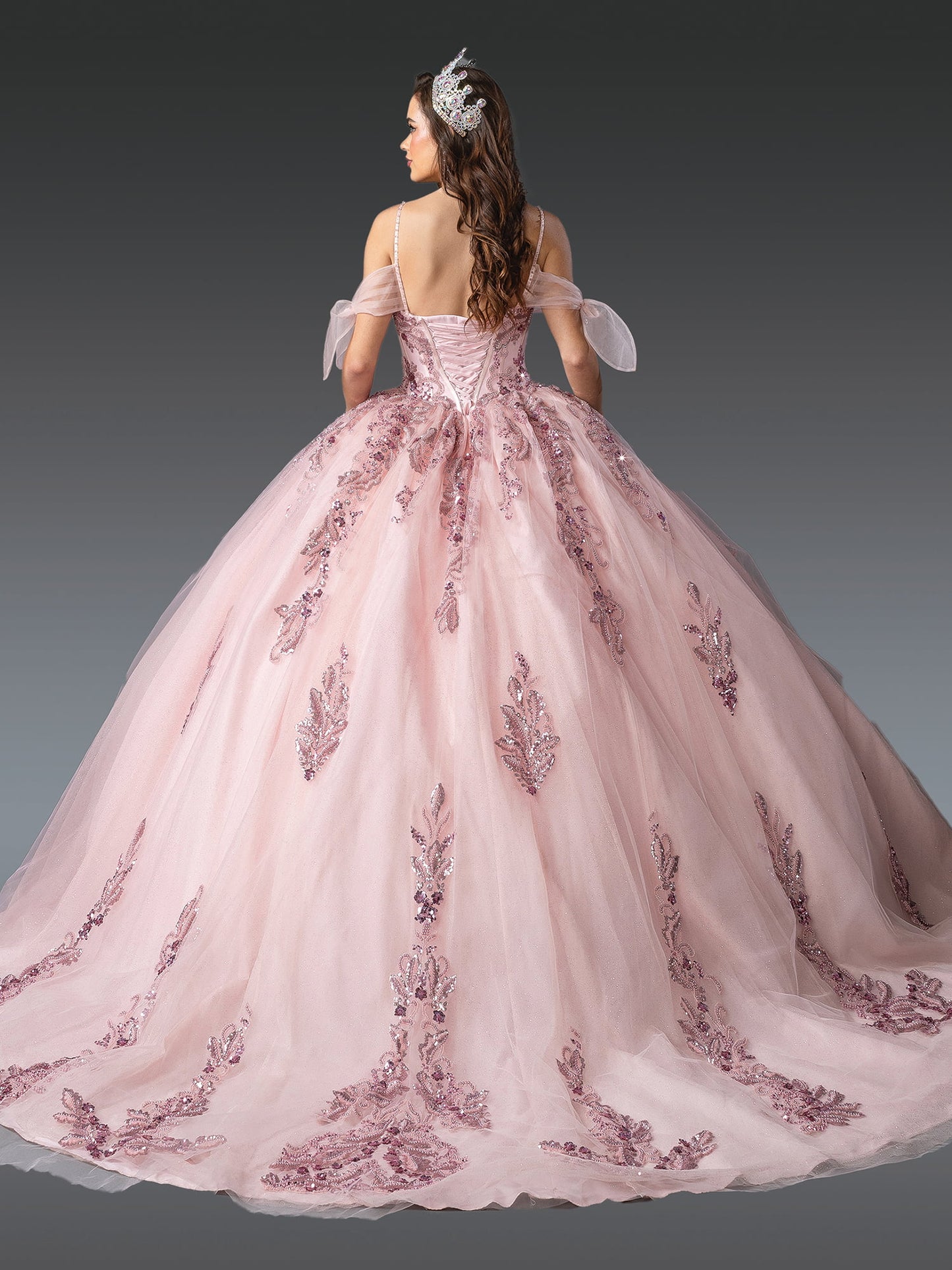 DQ25-1902 SPAGHETTI STRAP BALLGOWN WITH BEADED BODICE