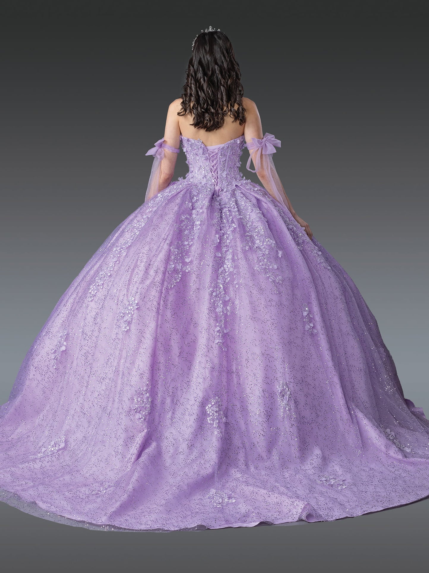 DQ25-1905 REGAL GLITTERING QUINCEAÑERA GOWN WITH OFF-SHOULDER SLEEVES