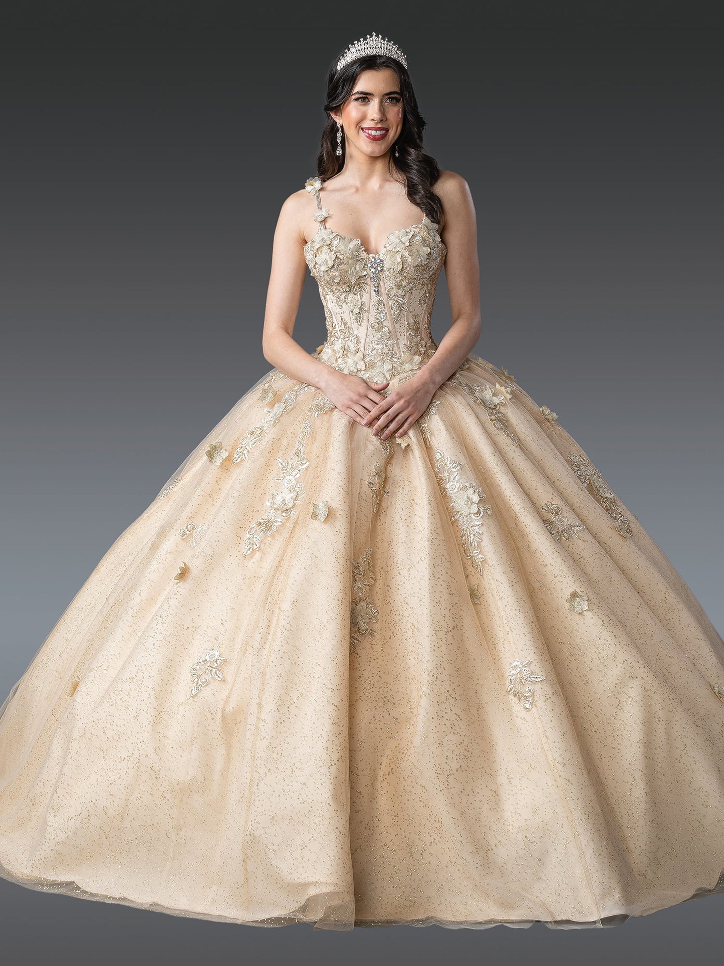 DQ25-1915 SWEETHEART BODICE QUINCEAÑERA GOWN WITH LUXURIOUS BEADED EMBELLISHMENTS