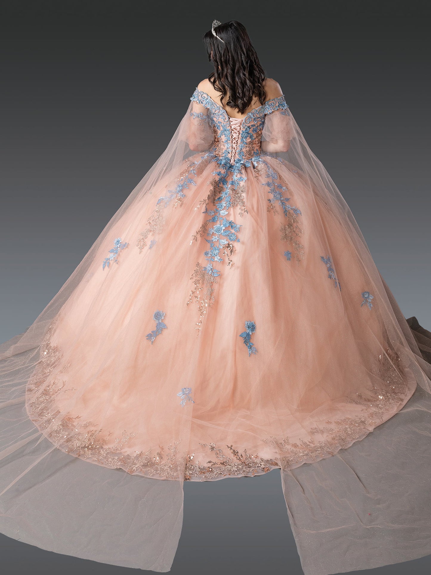 DQ25-1921 ENCHANTING OFF-SHOULDER BALL GOWN QUINCEAÑERA DRESS WITH ELABORATE EMBROIDERY