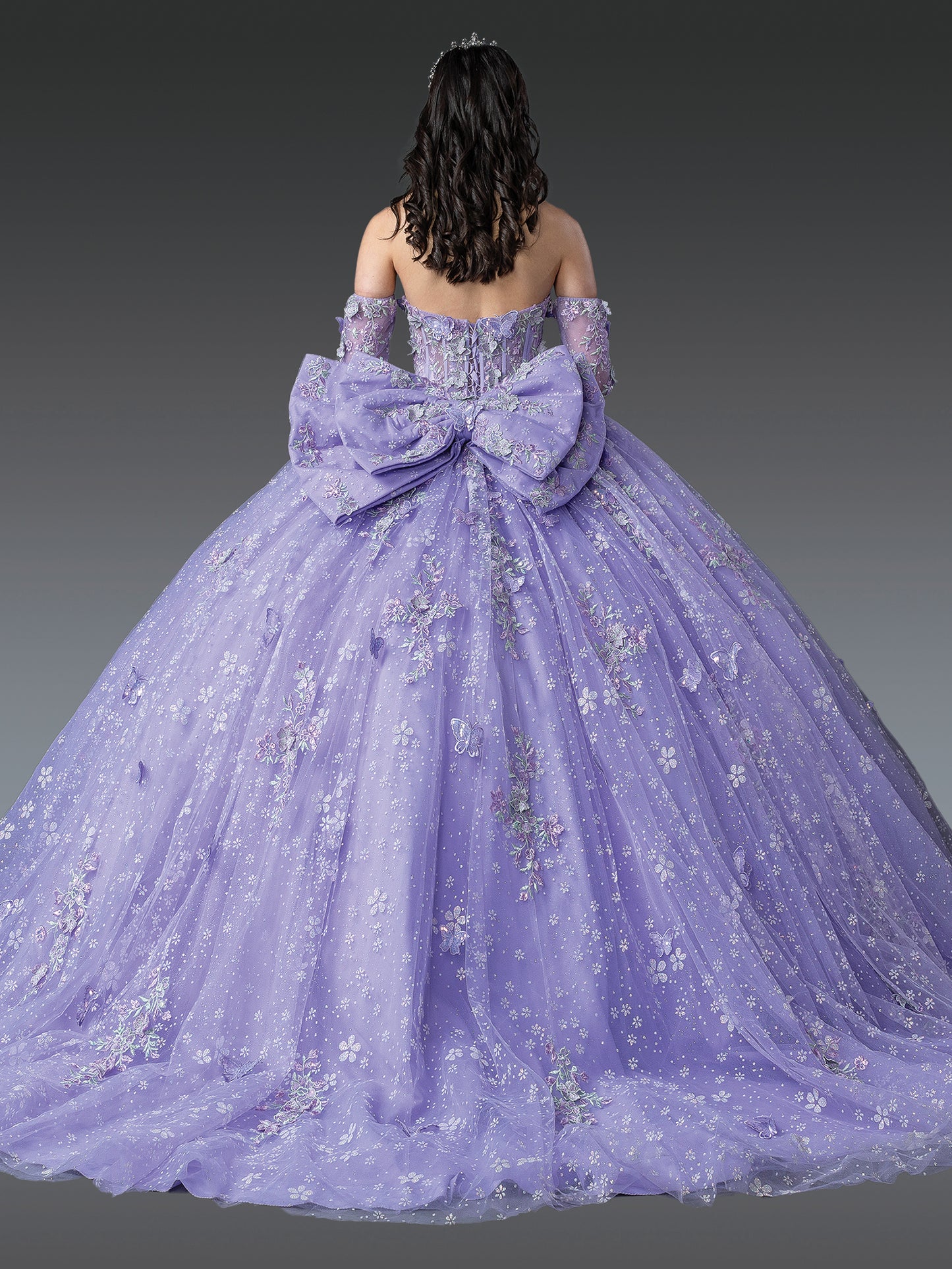 DQ25-1965 OFF-THE-SHOULDER QUINCEANERA DRESS WITH EMBROIDERED FLORAL DETAILS