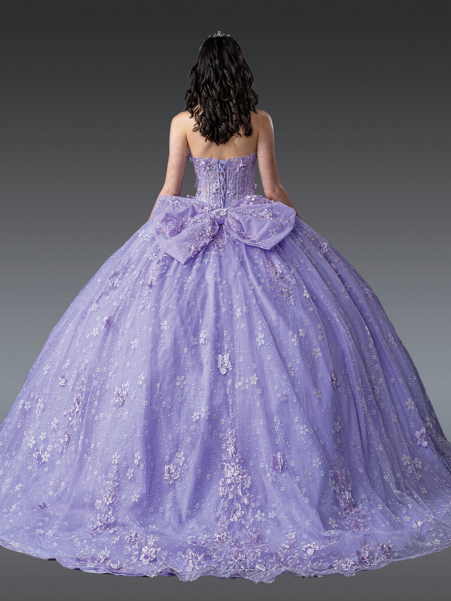 DQ25-1967 STRAPLESS QUINCEANERA DRESS WITH CORSET BODICE