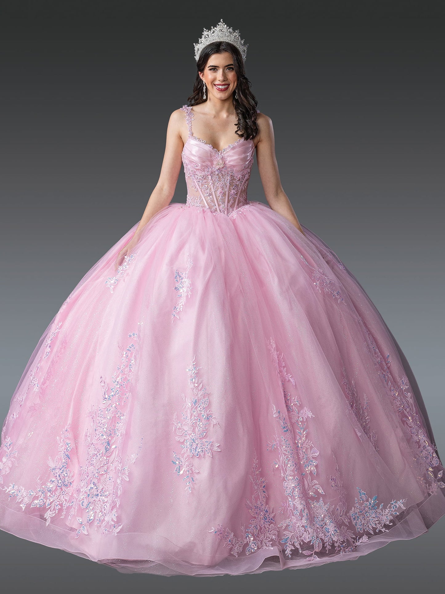 DQ25-1989 ENCHANTING BEADED LACE APPLIQUE QUINCEANERA BALL GOWN