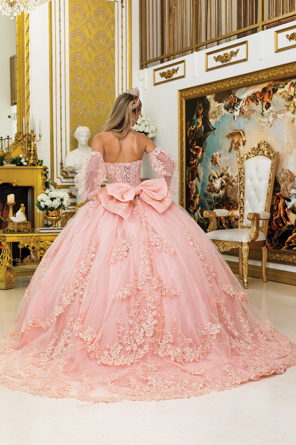 DQ25-5020 QUINCEANERA DRESS WITH DETACHABLE SHEER SLEEVES