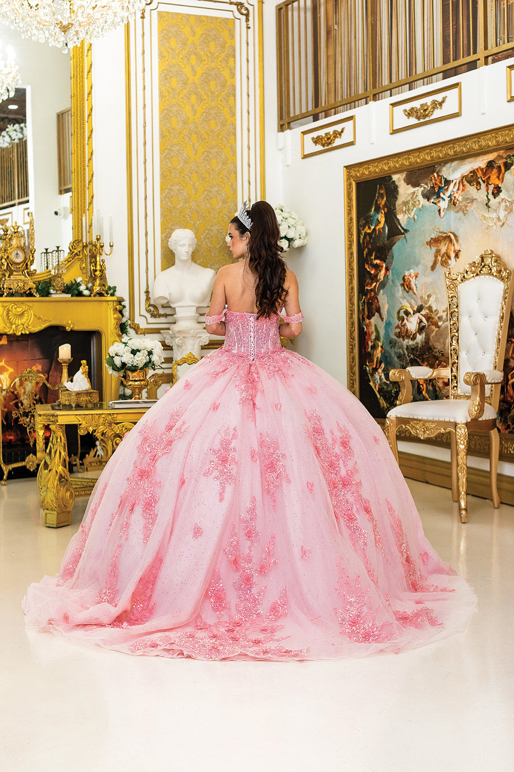 DQ25-5034 QUINCEANERA DRESS WITH OFF-SHOULDER SLEEVES