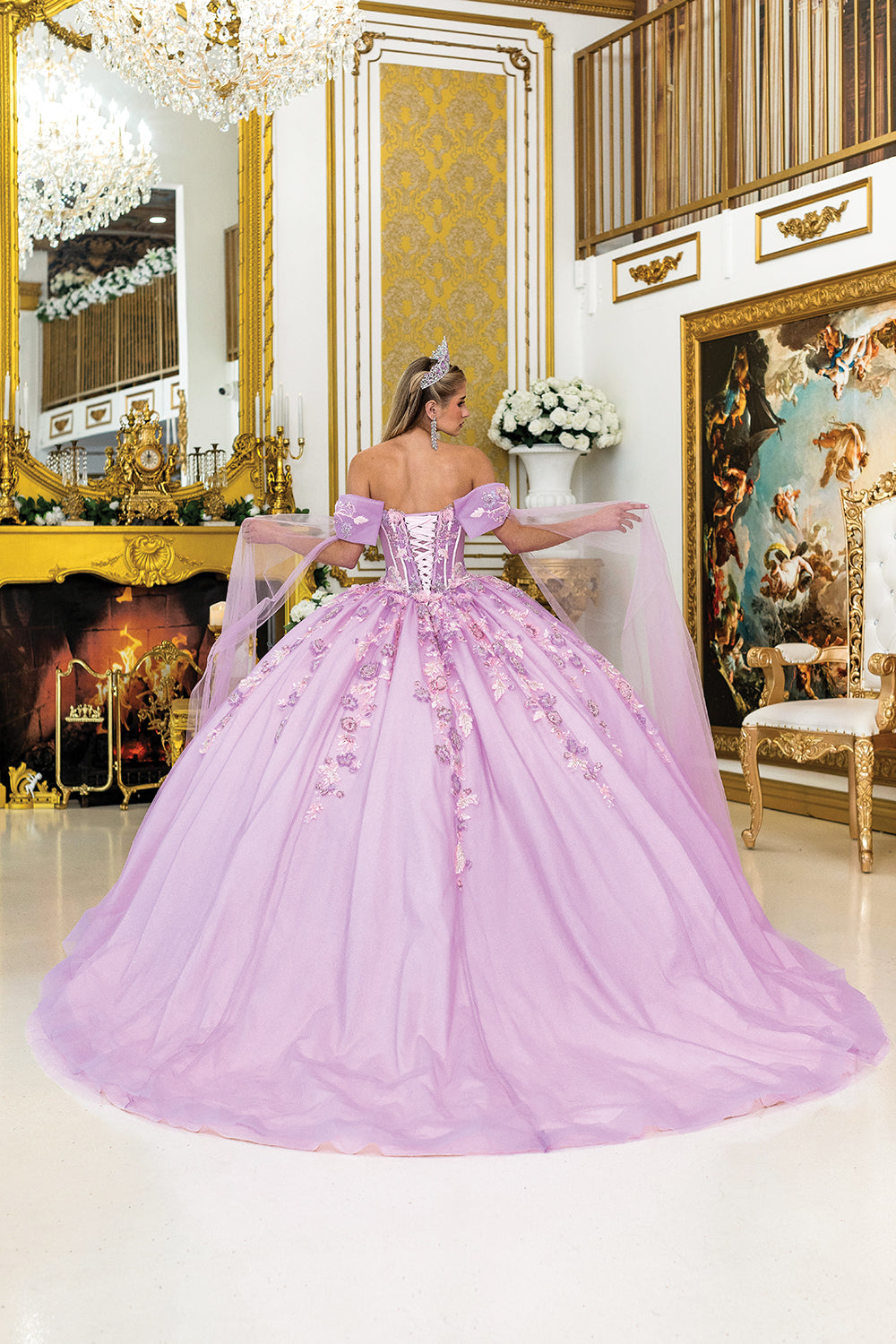DQ25-5039 QUINCEANERA DRESS WITH OFF-SHOULDER SLEEVES