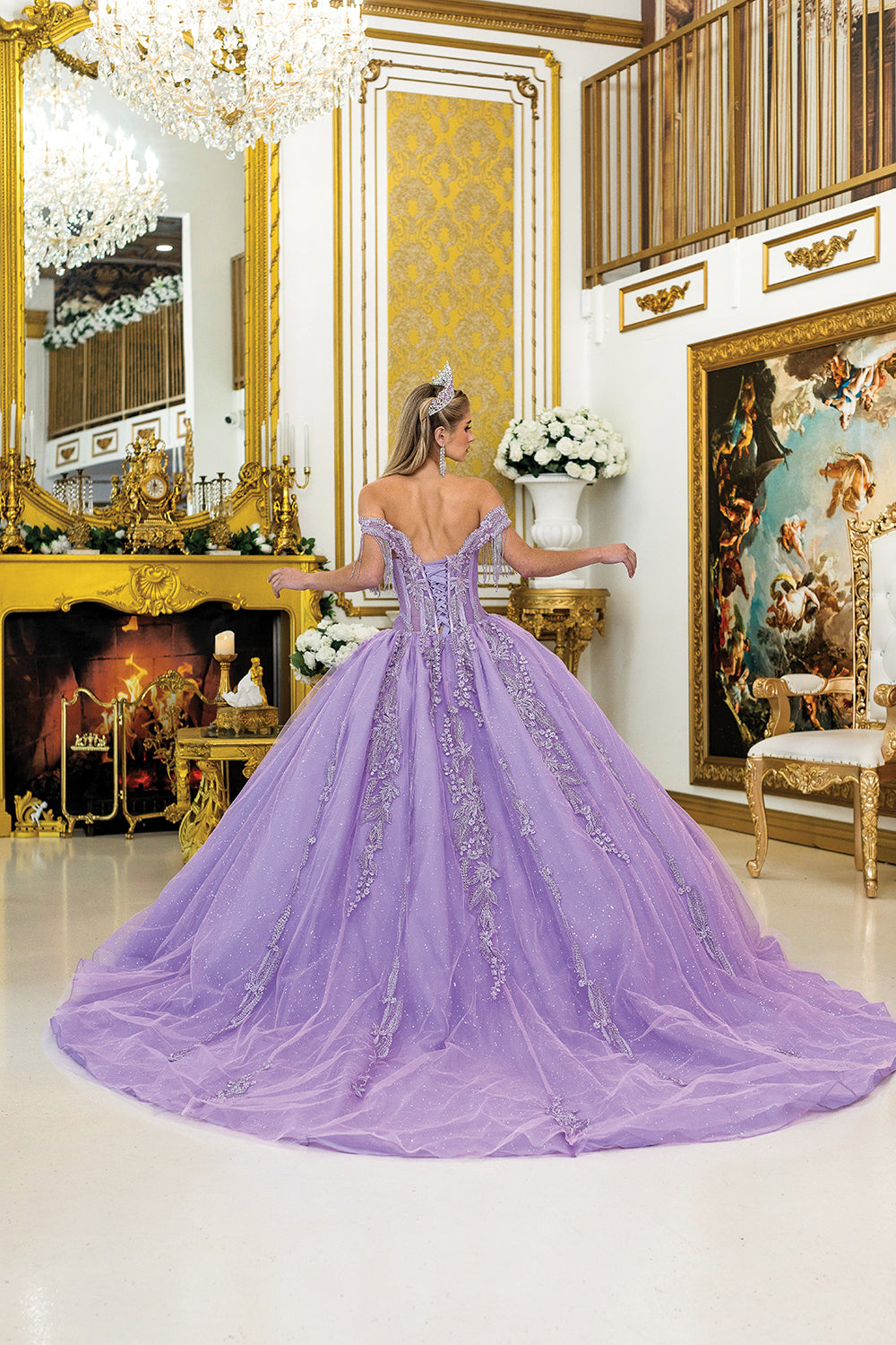 DQ25-5045 QUINCEANERA DRESS WITH EMBROIDERED BODICE