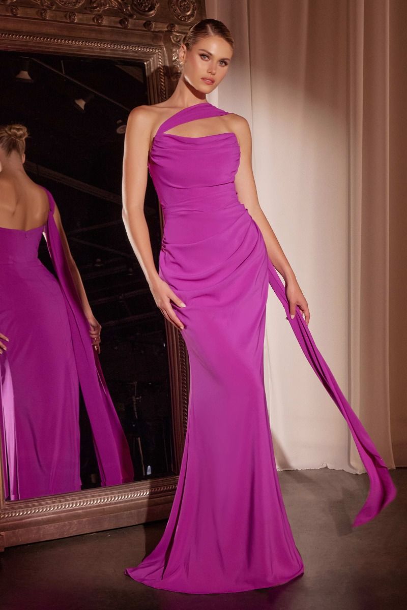 CD25-7433 VERSITILE TIE CHIFFON DRESS