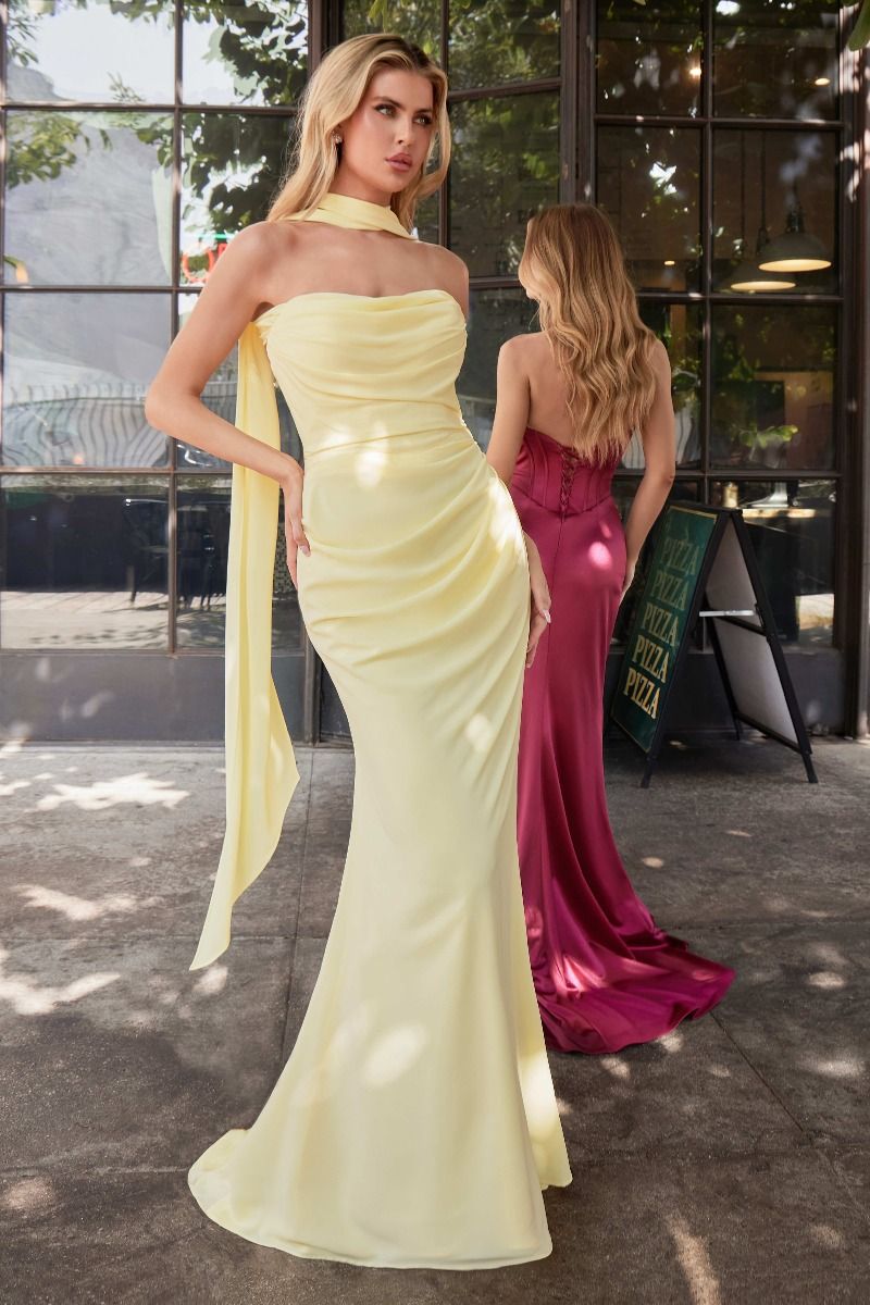CD25-7433 VERSITILE TIE CHIFFON DRESS