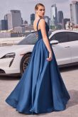 CD25-7447 A-LINE SOFT SATIN DRESS
