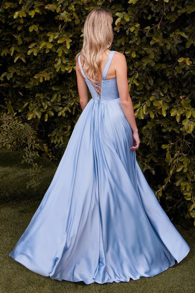 CD25-7447 A-LINE SOFT SATIN DRESS