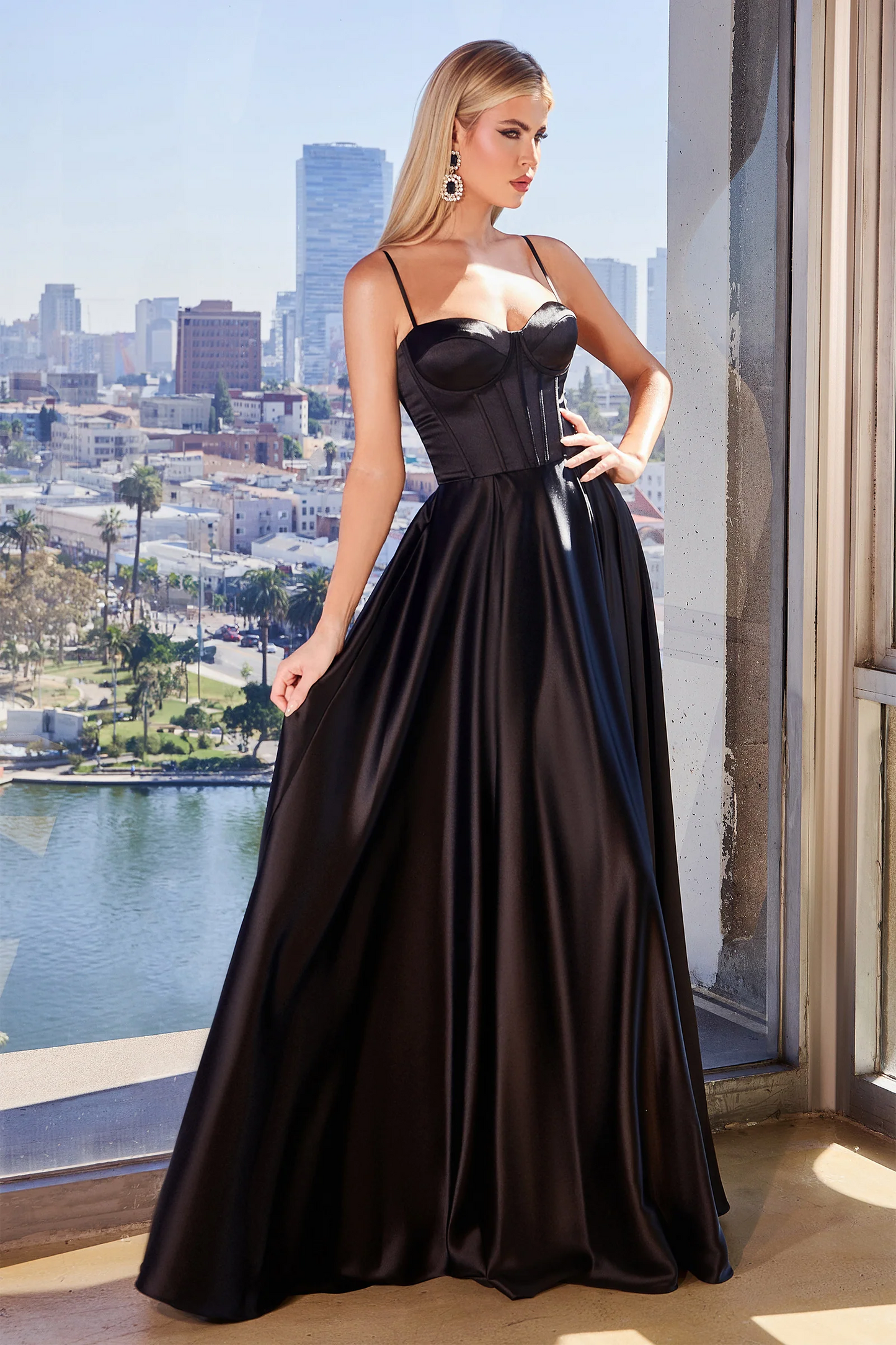 CD24-CD337 A-LINE SATIN BUSTIER DRESS