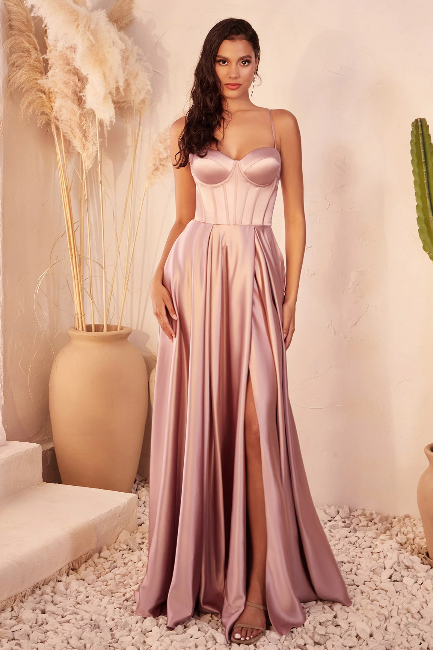 CD24-CD337 A-LINE SATIN BUSTIER DRESS