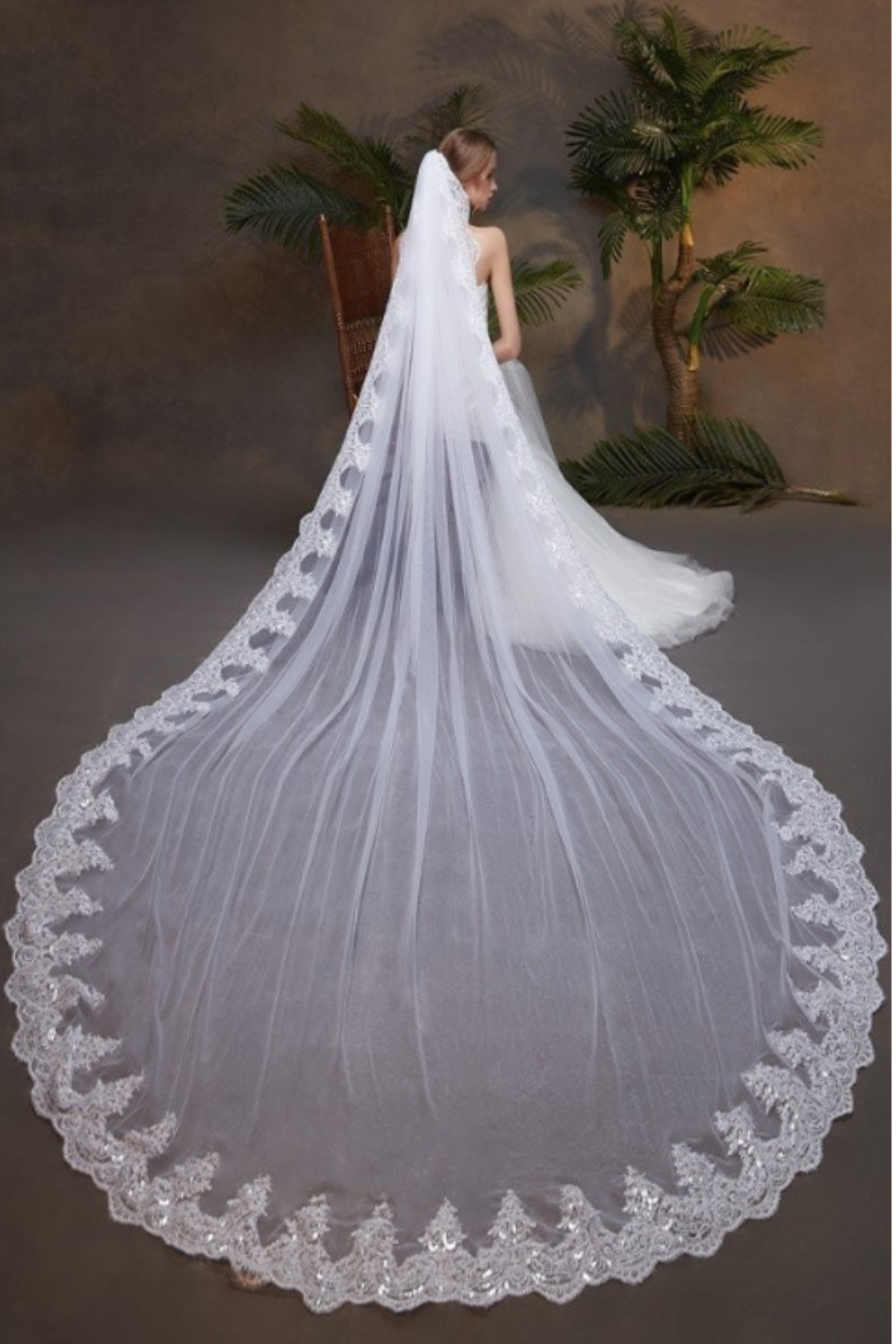 Lace Applique Tulle Cathedral Veil