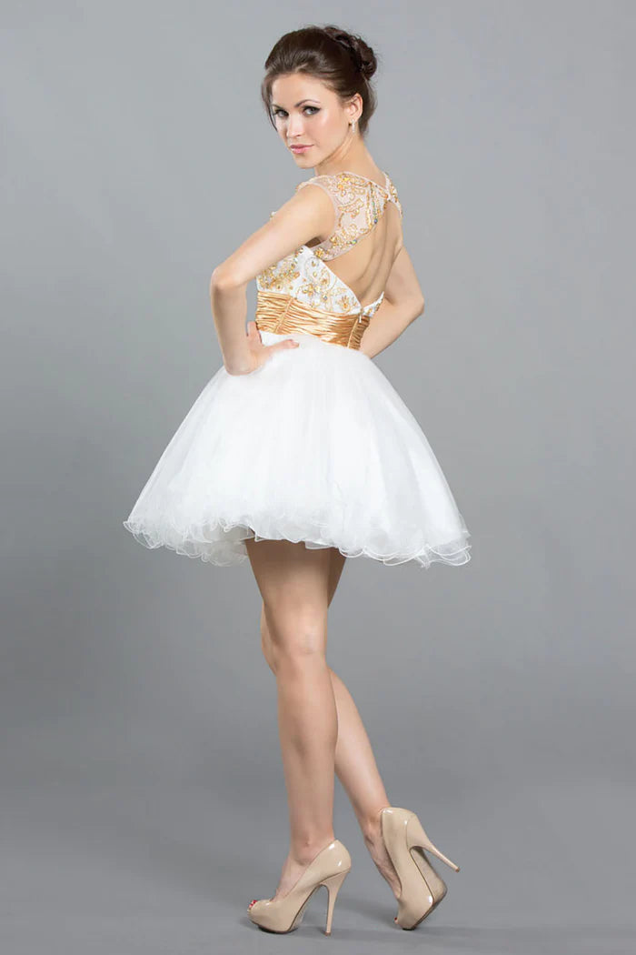 Aspeed Design161233 Beaded Bodice A Line Short Dress