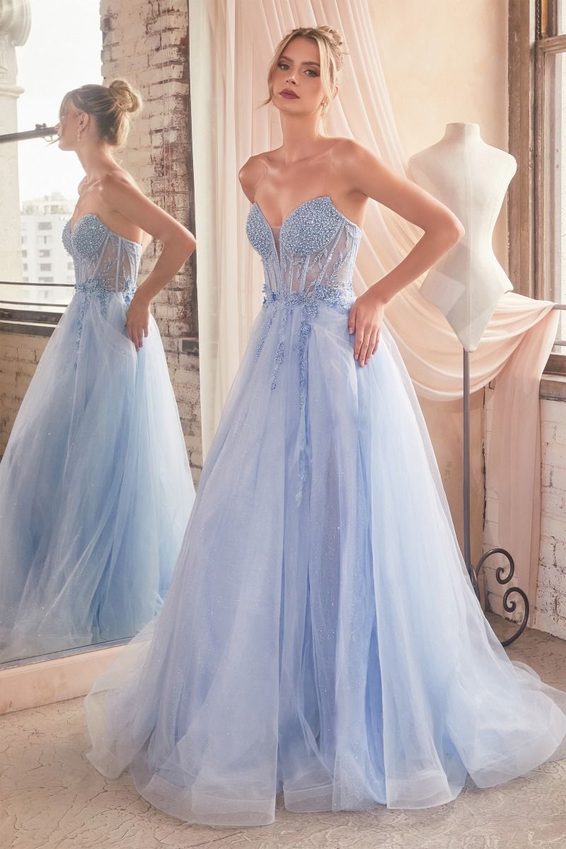 CD24-CD0230 STRAPLESS LAYERED TULLE BALL GOWN