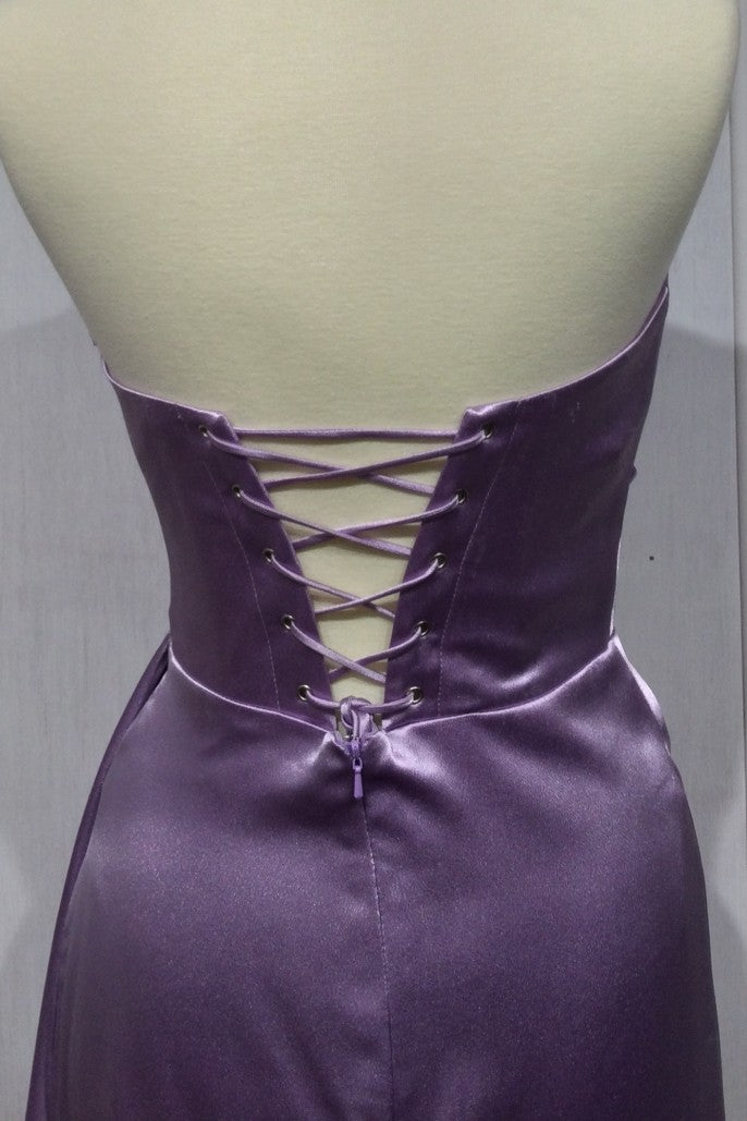 CIND-CD294 Satin Sheer Corset Bodice Gown Lace Up Back