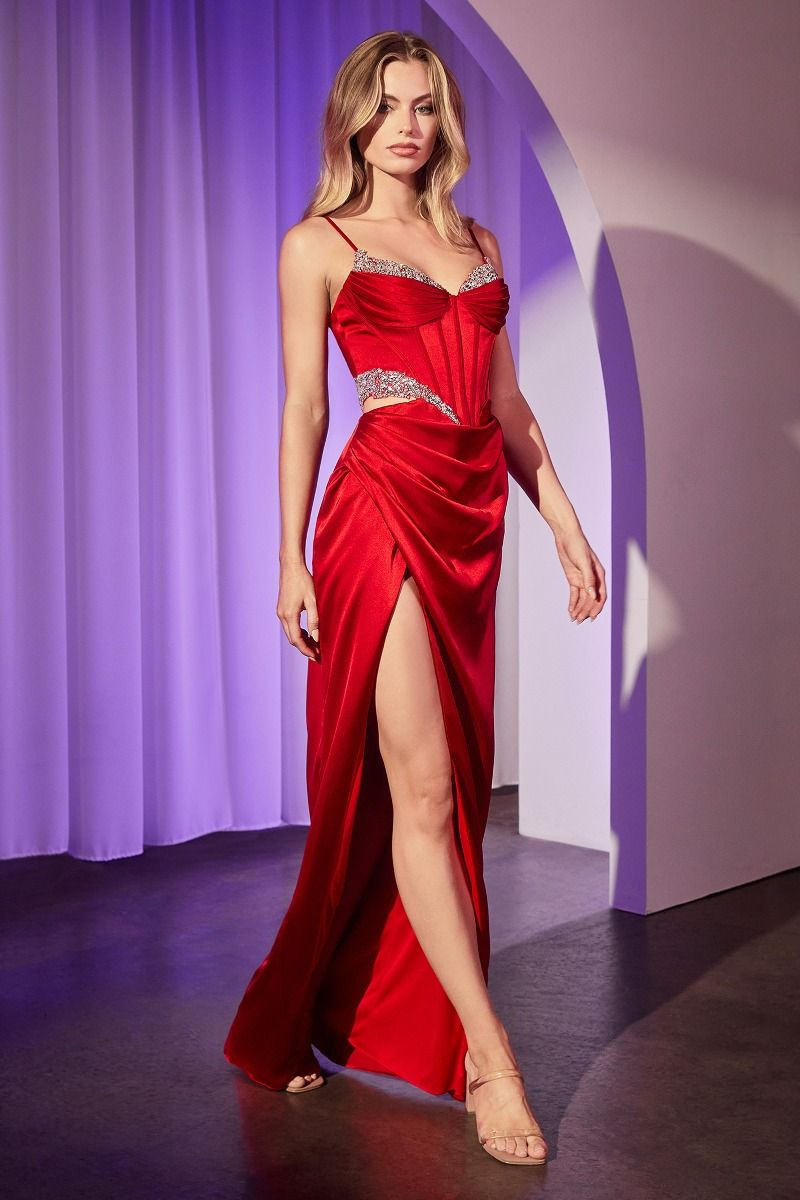 CD25-CD375 SATIN CUT OUT FITTED DRESS