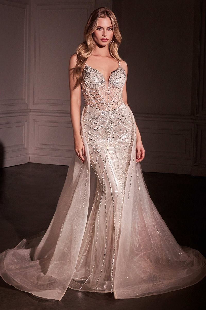 CD25-CD763 FIT & FLARE CRYSTAL EMBELLISHED GOWN & OVERSKIRT