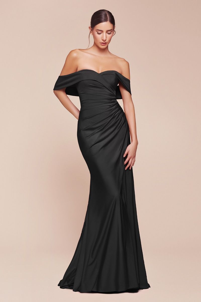 CD25-CD790 OFF THE SHOULDER STRETCH SPANDEX DRESS