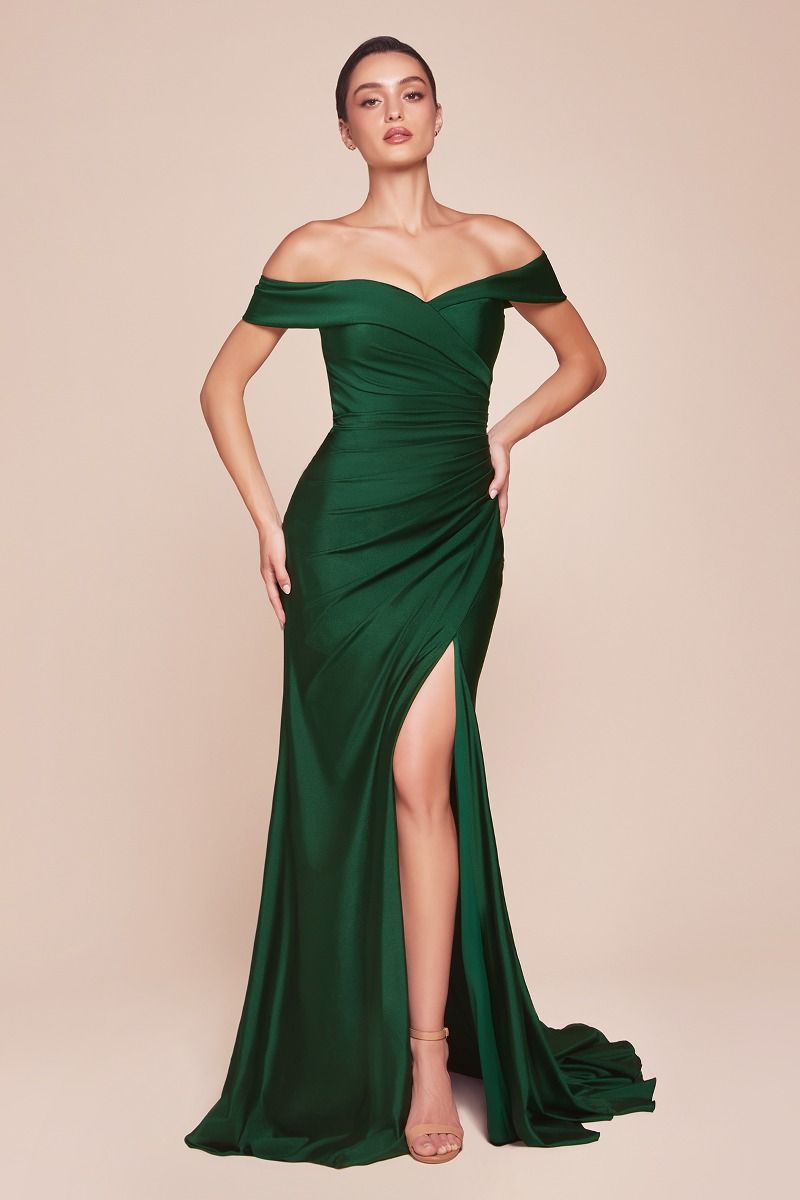 CD25-CD790 OFF THE SHOULDER STRETCH SPANDEX DRESS
