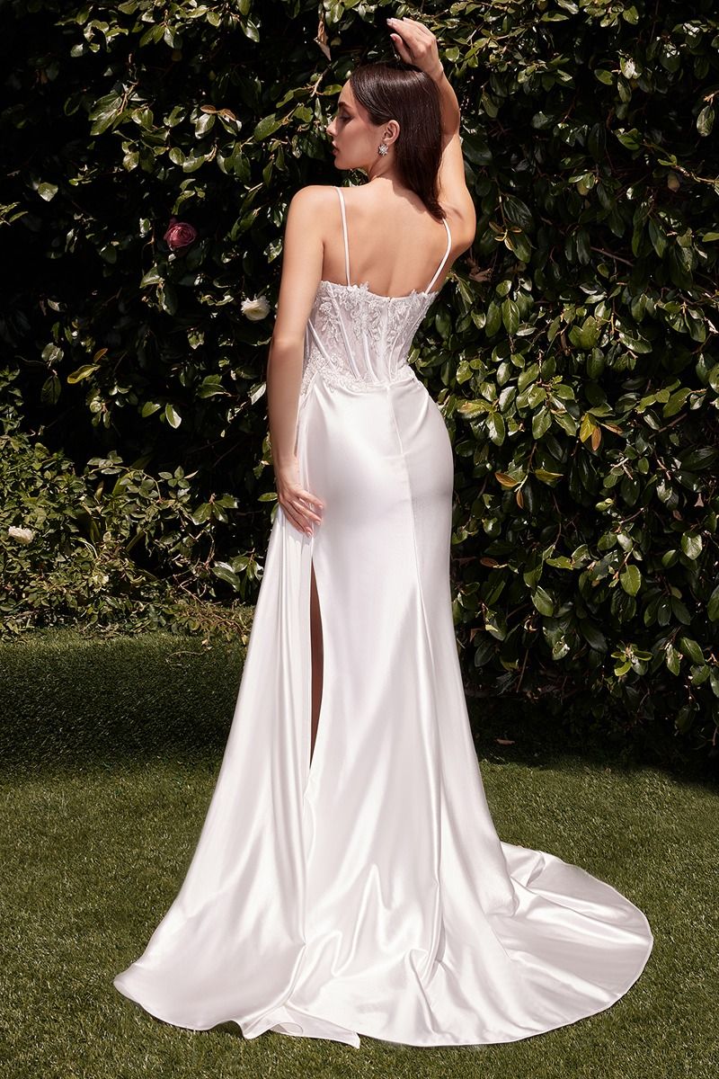 CD25-CD868W FITTED SATIN & LACE BRIDAL DRESS