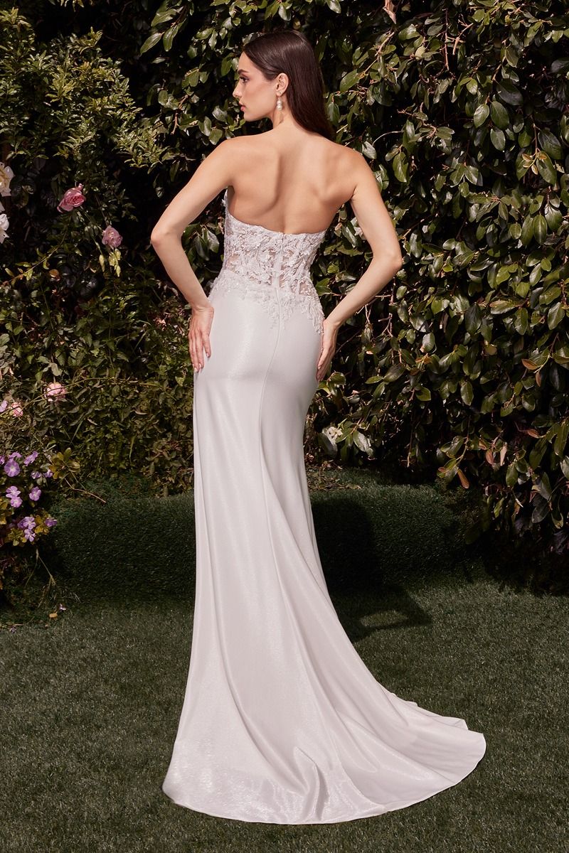 CD25-CDS465W LACE BODICE STRAPLESS WEDDING DRESS