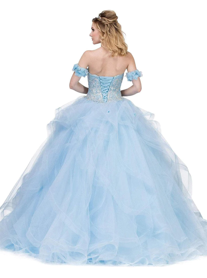 DQ24-1301 Embellished Sweetheart Ruffled Ballgown