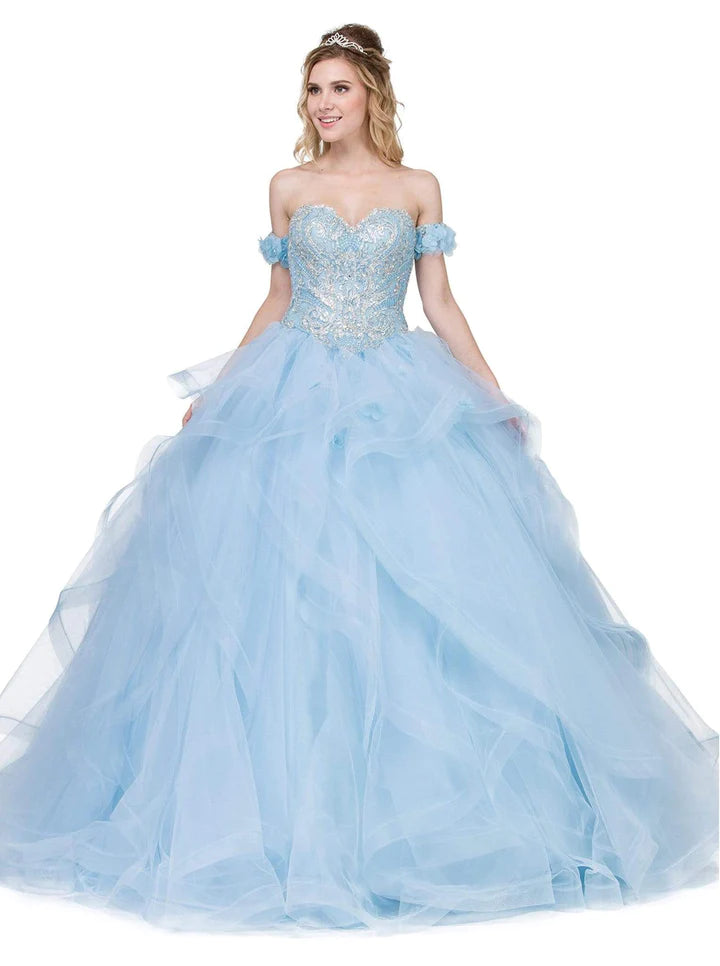 DQ24-1301 Embellished Sweetheart Ruffled Ballgown
