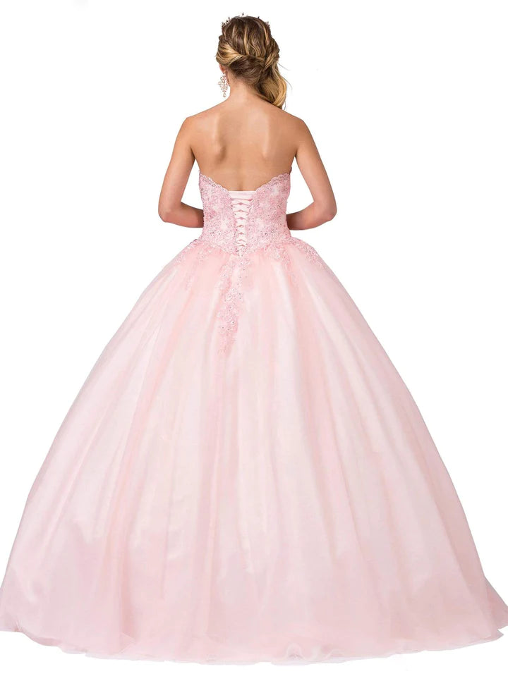 DQ24-1337 Lace Appliqued Sweetheart Bodice Ballgown