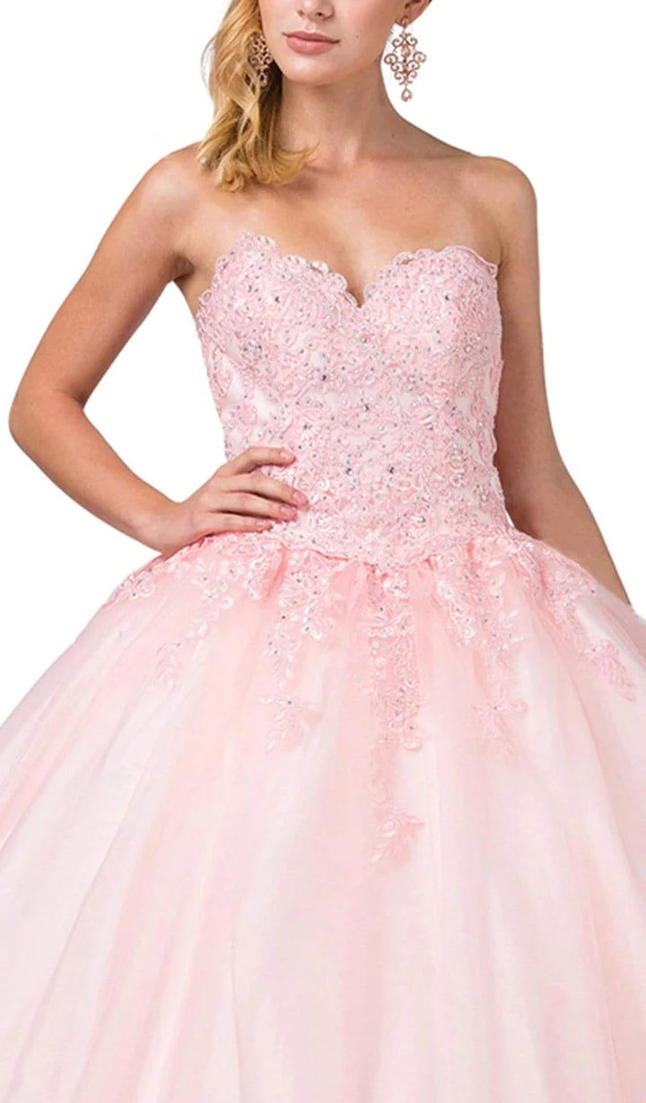 DQ24-1337 Lace Appliqued Sweetheart Bodice Ballgown
