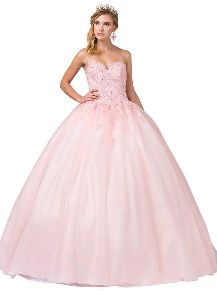 DQ24-1337 Lace Appliqued Sweetheart Bodice Ballgown