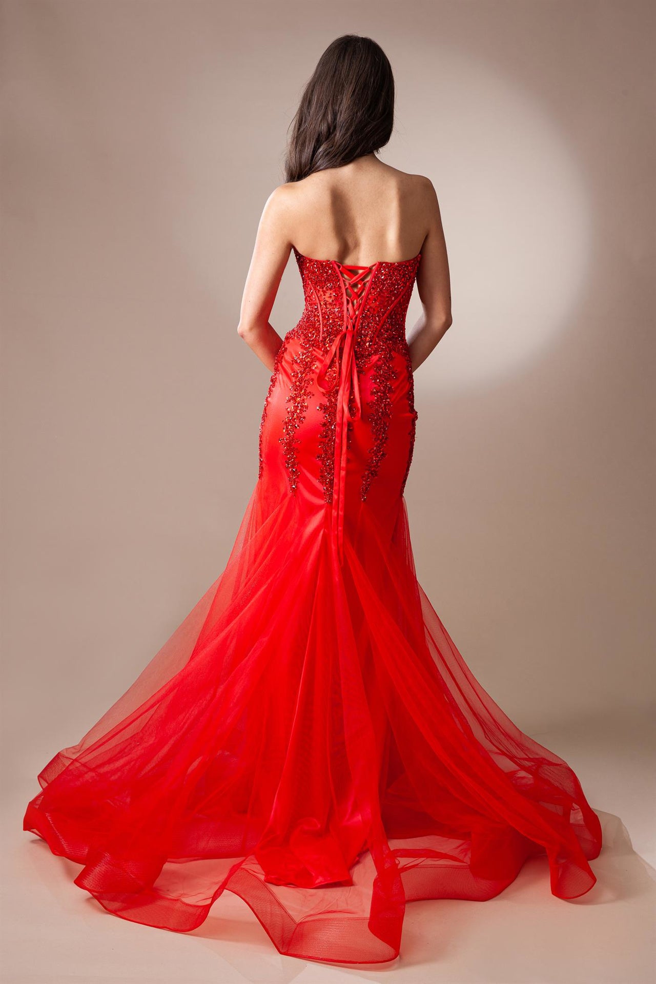 AC24-7051 BEADE STRAPLESS MERMAID GOWN