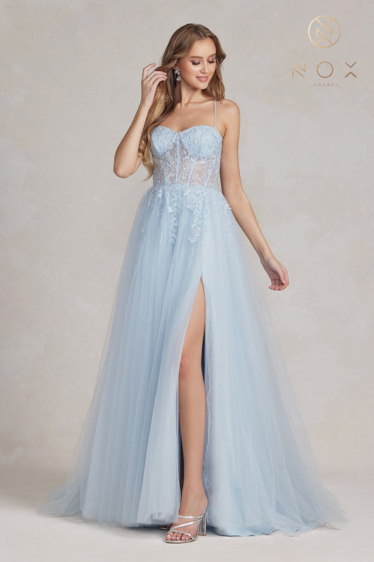 NA25-J1089 FLORAL LACE CORSET TULLE SKIRT DRESS