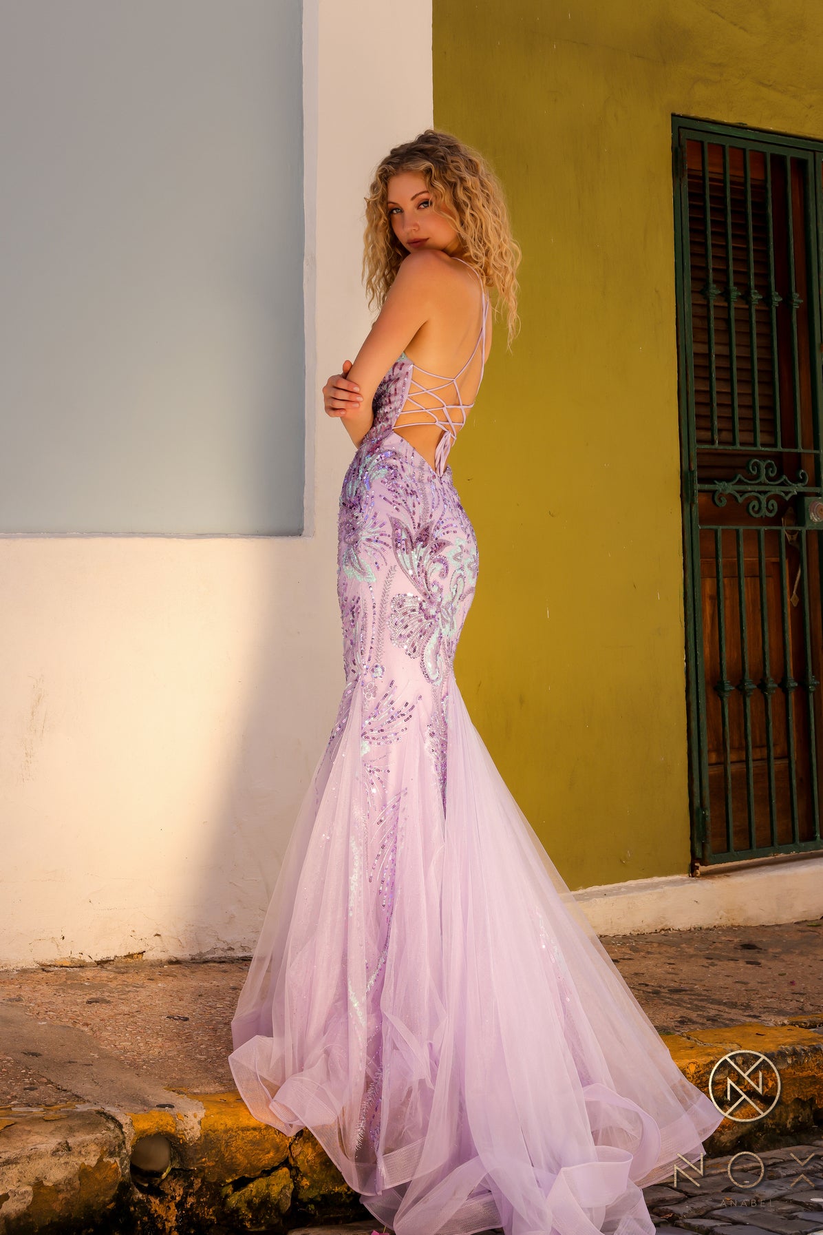 NA24-C1416 FLORAL BEADED SEQUIN MERMAID GOWN