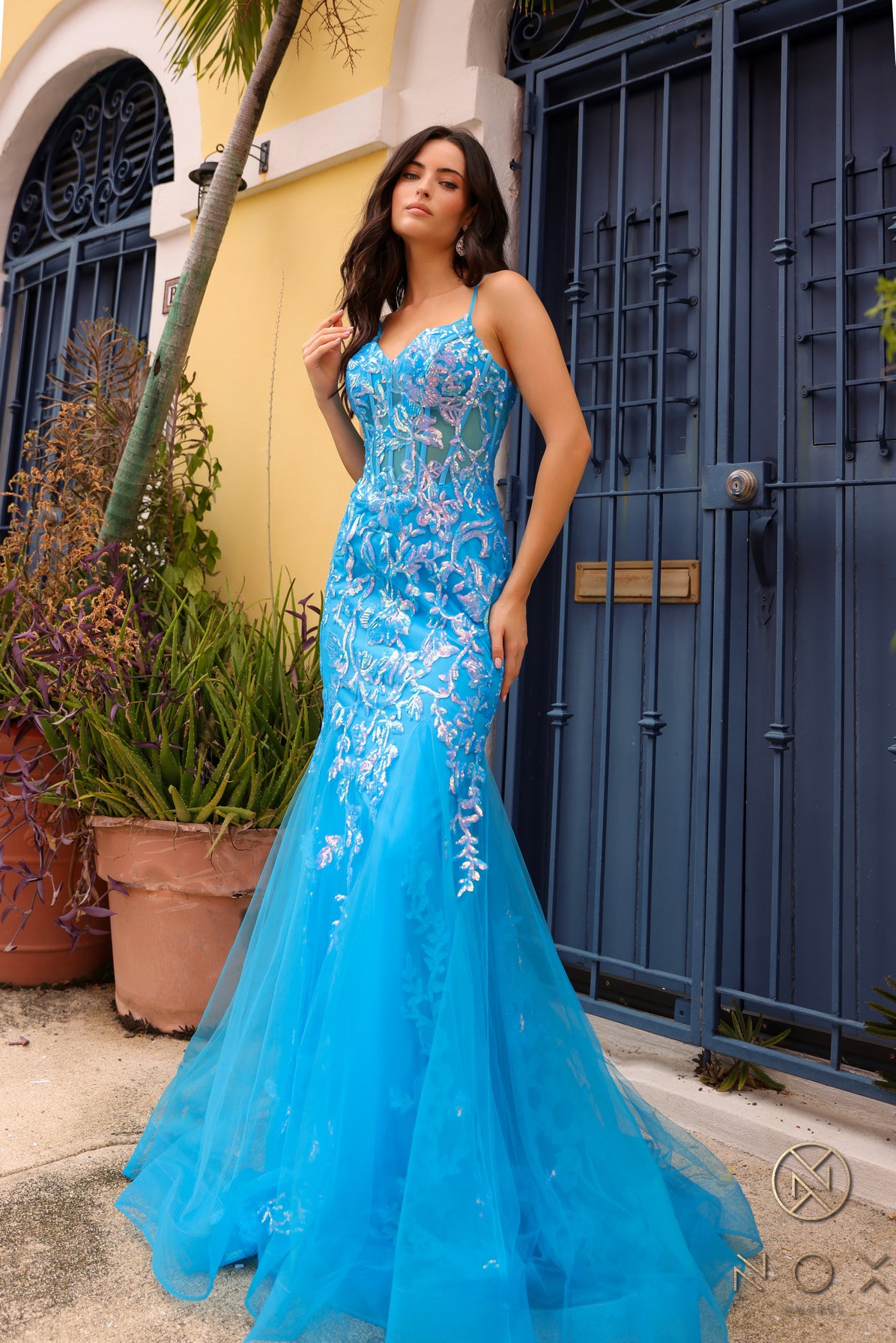 NA24-Q1390 SEQUIN CORSET MERMAID GOWN