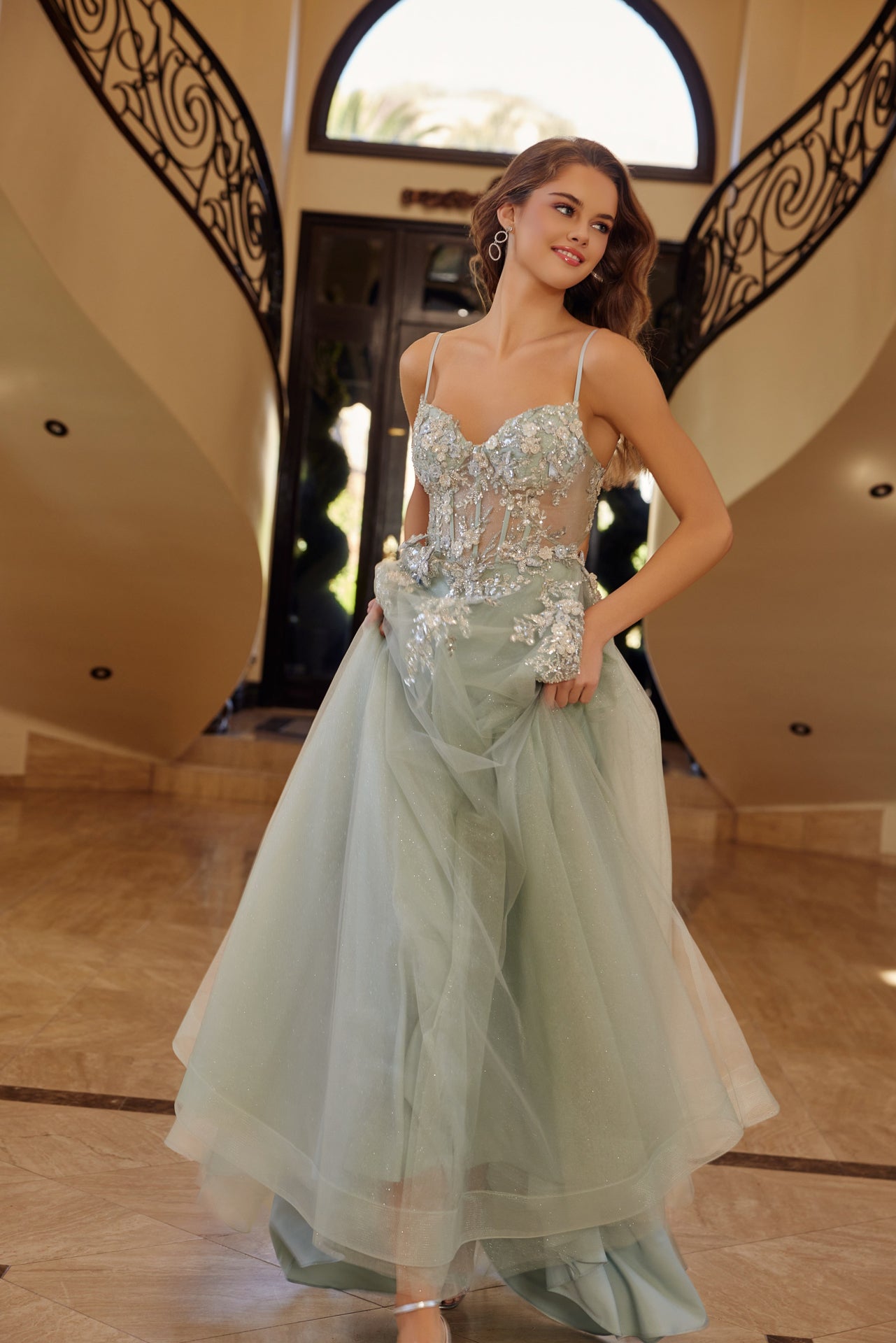 NOX26-G1787 LONG A LINE GOWN SWEETHEART BUSTLINE WITH SPAGHETTI STRAPS