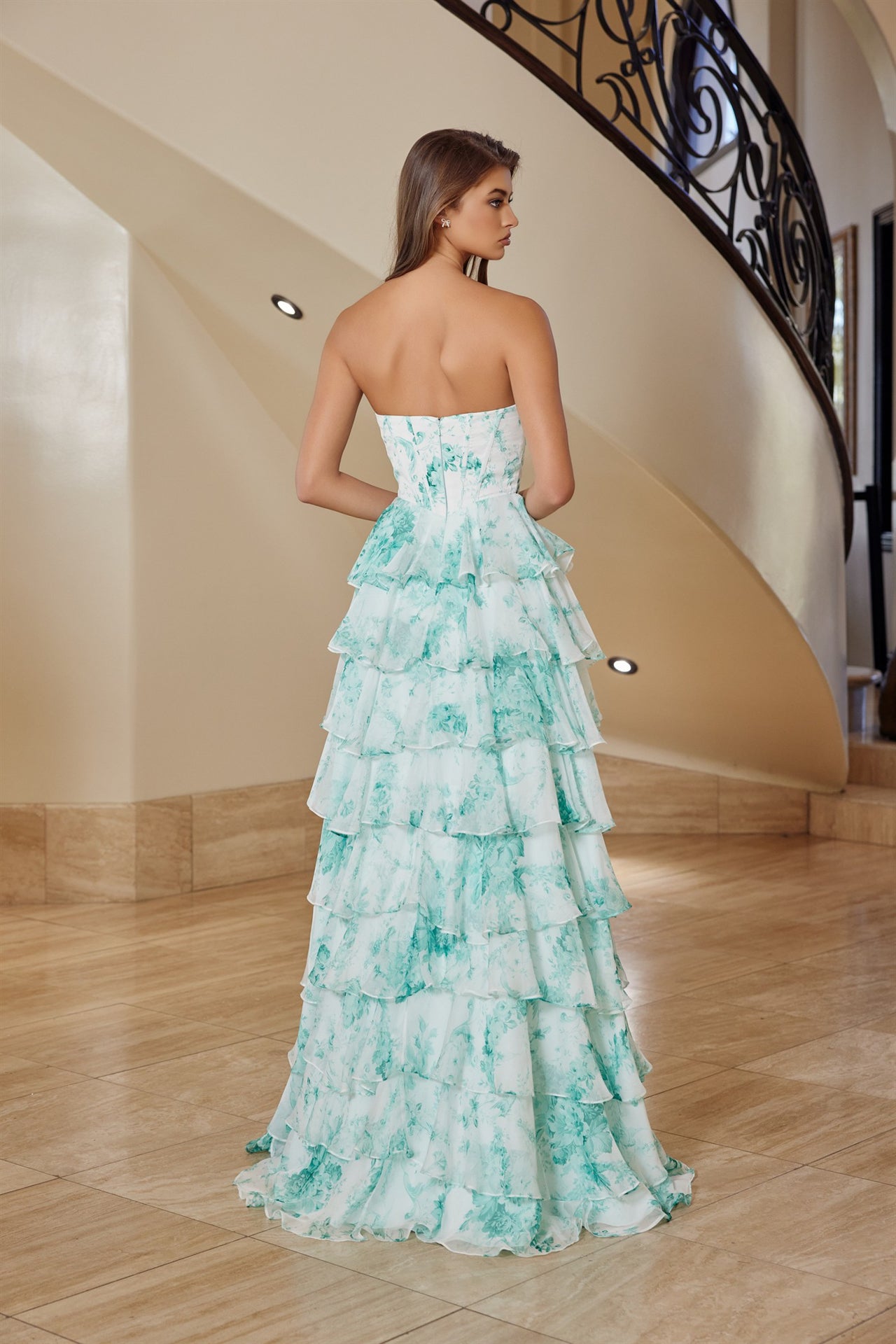 NOX26-T1865 CHIFON STRAPLESS MULTILAYERED SKIRT SWEETHEART