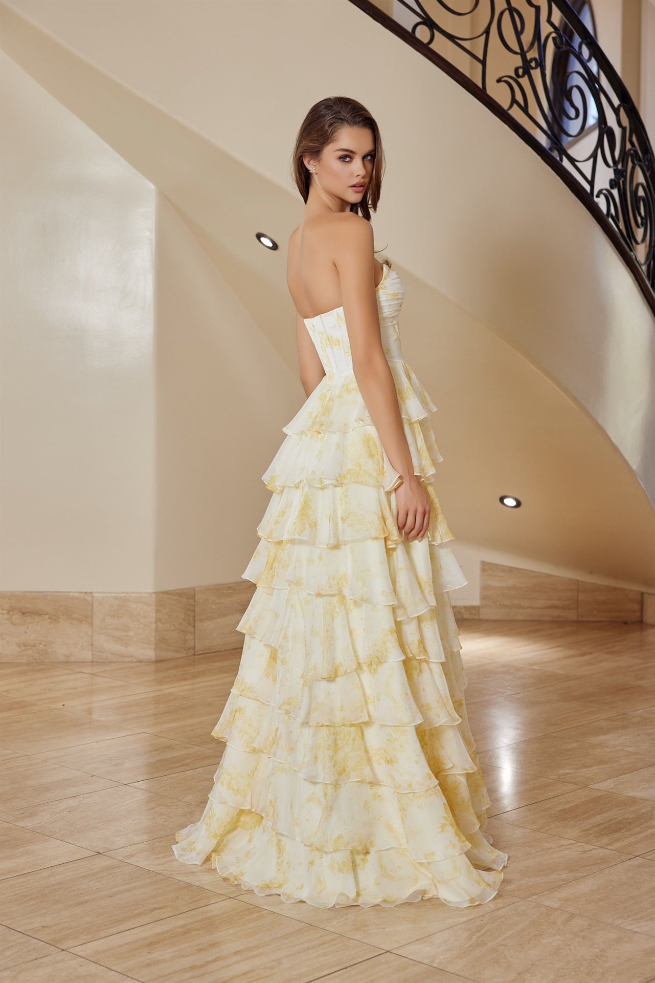 NOX26-T1865 CHIFON STRAPLESS MULTILAYERED SKIRT SWEETHEART