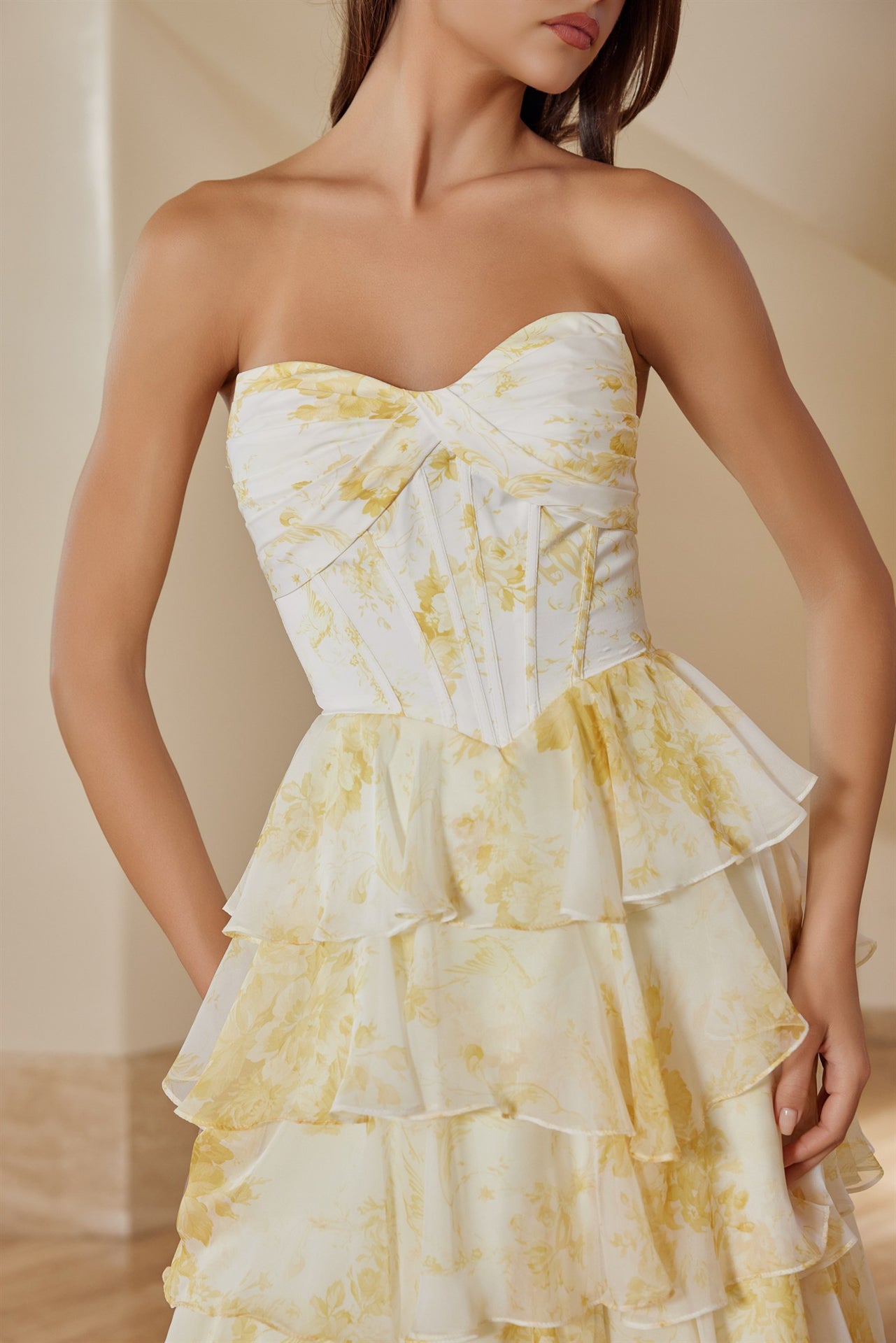 NOX26-T1865 CHIFON STRAPLESS MULTILAYERED SKIRT SWEETHEART