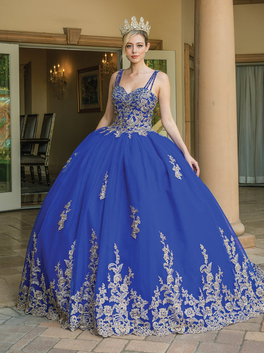 DQ25-1593 SLEEVELESS V-NECK GOWN WITH INTRICATE EMBROIDERY